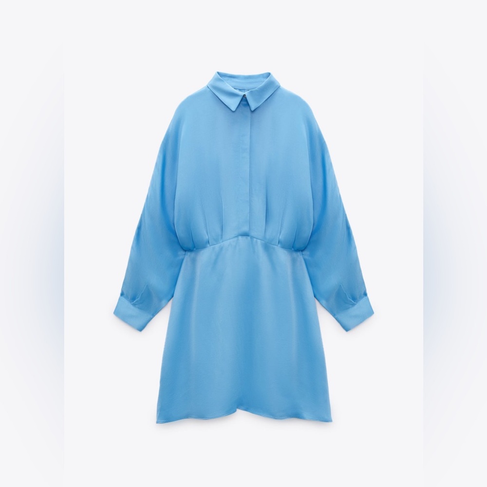 Zara Satin-Like Blue Dress